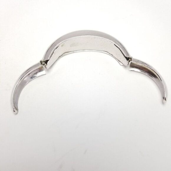 Vintage Coro Pegasus Silver Tone Cuff Bracelet with Hinged Sides, Minimal Retro - Picture 5 of 6